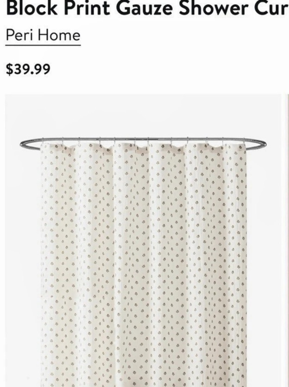 Peri Home Block Print Gauze Shower Curtain Floral
